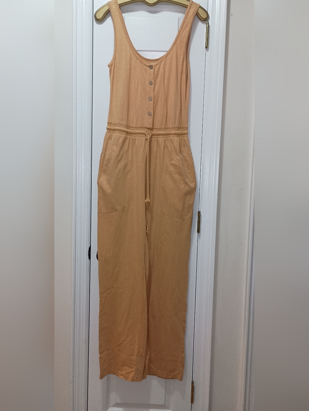Faherty Mustard Yellow Sleeveless Button-Front Jumpsuit Size Small